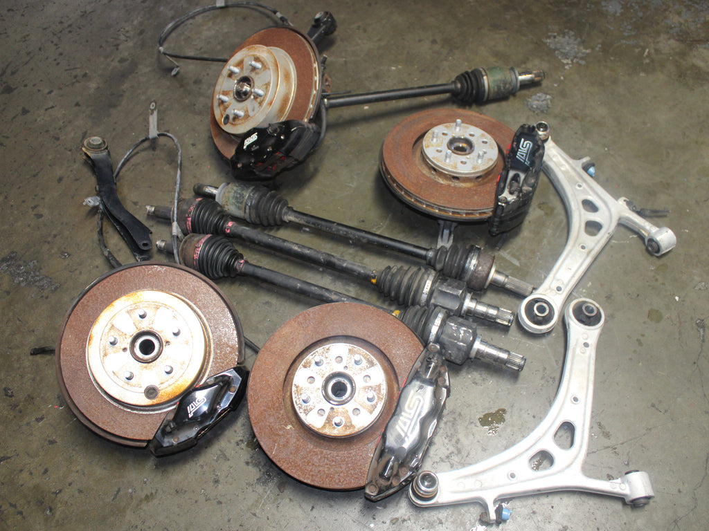 JDM 2008-2014 Subaru Impreza WRX STI 5x114.3 F&R Brembo Brakes Rotors, Control Arm & Axles