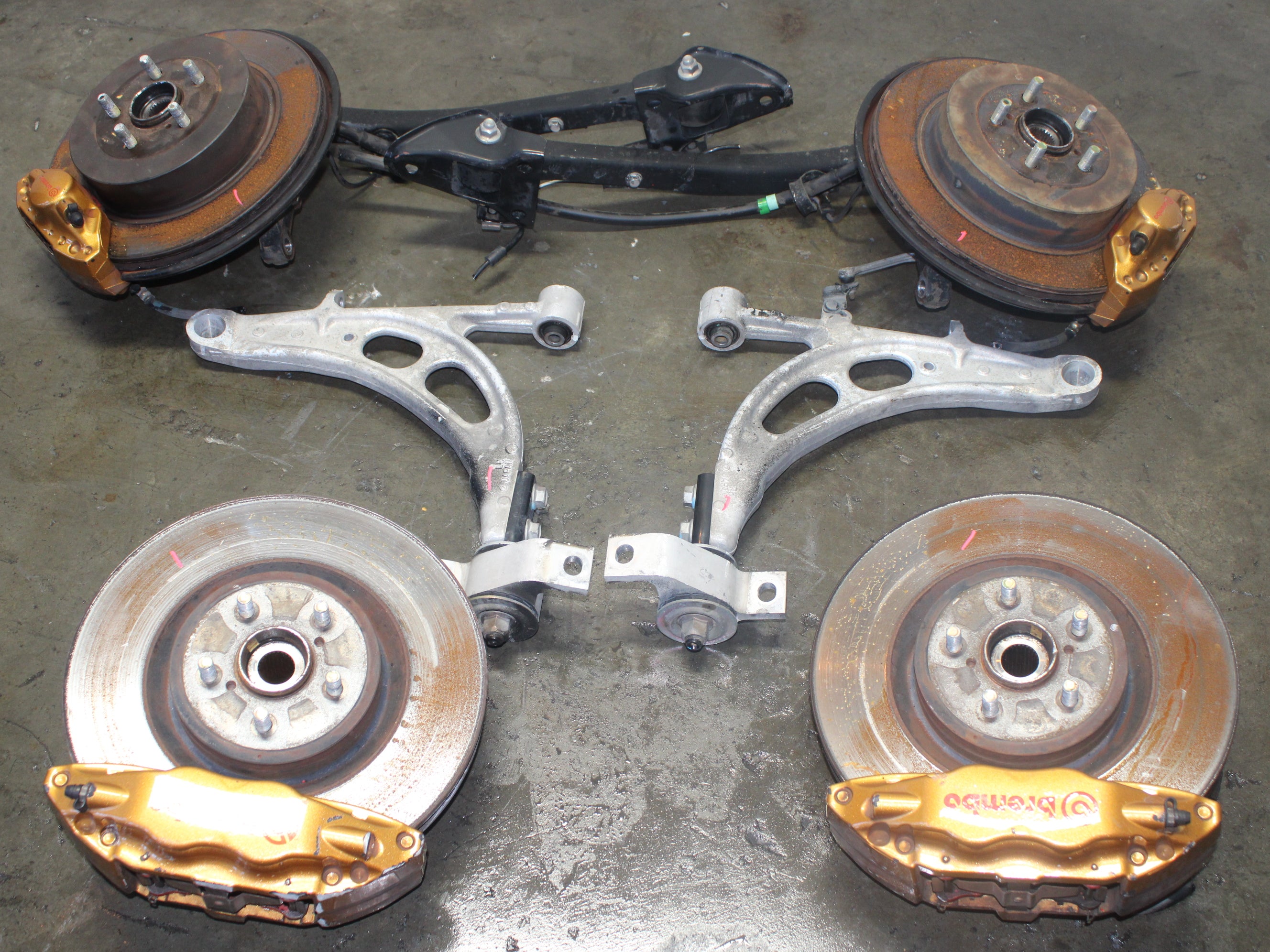 JDM 2003-2008 Subaru Forester STI SG9 5X100 Brembo Brakes Rotors, Control Arm